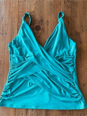 Bleu | Rod Beattie Ruched Wrap Tankini Top, Size 12